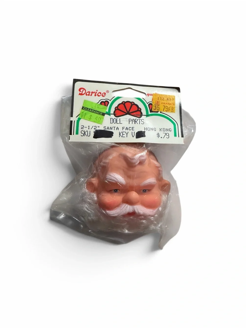 Darice Santa Face Doll Part Molded Beard Rubber 60s Christmas